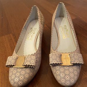 Pink Floral Ferragamo Flats